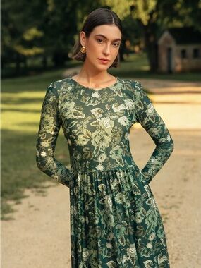 SMITH & QUINN Clover Dress in Rosemary Meadow Long Sleeve Midi Dress NWT $178